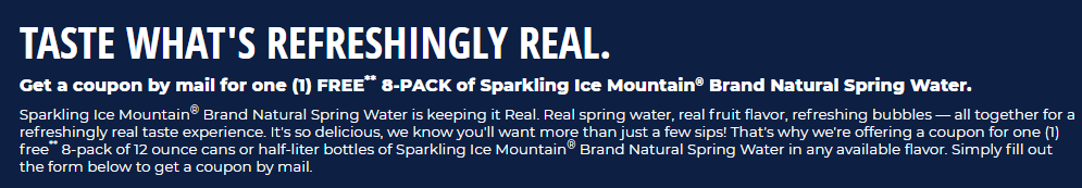 免费 8 瓶 Sparking Ice Mountain Spring Water
