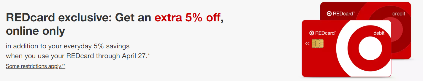 在 Target 网上购物使用 REDCard 享受额外 5% 折扣【有效期至 4 月 27 日】