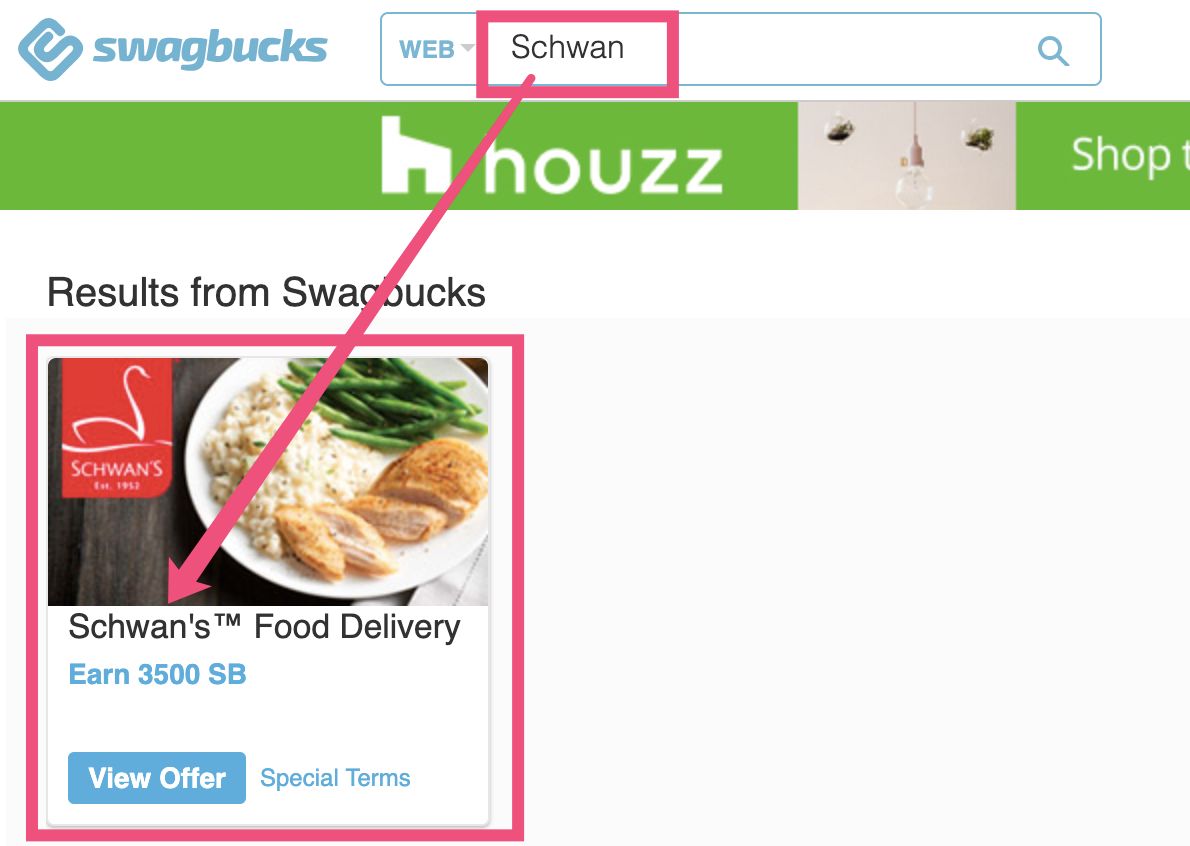 Swagbucks: 在 Schwan’s 订餐消费  得  返现，免费食物和倒赚 【首单 50% off】