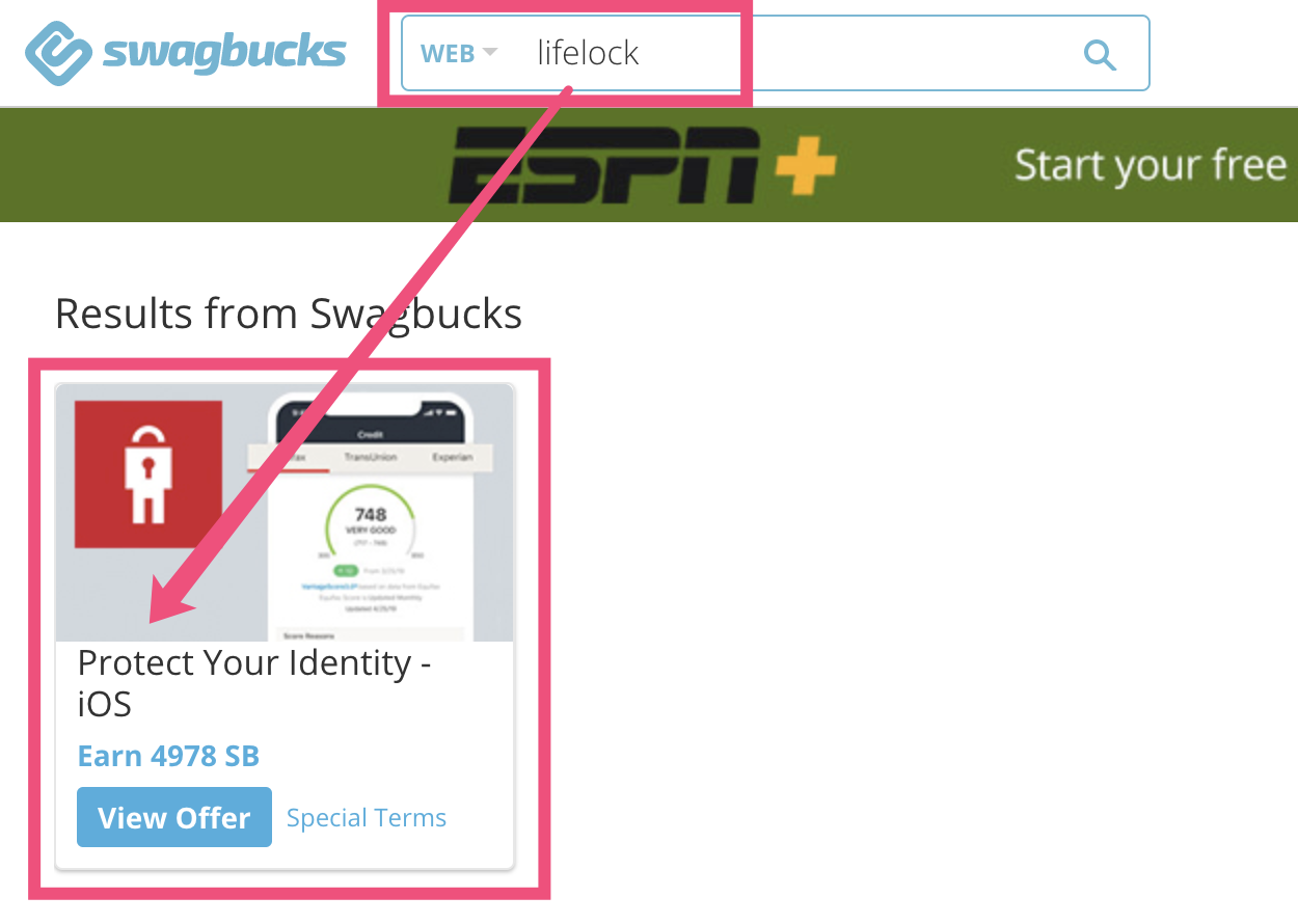 Swagbucks 倒赚：注册 LifeLock 倒赚 