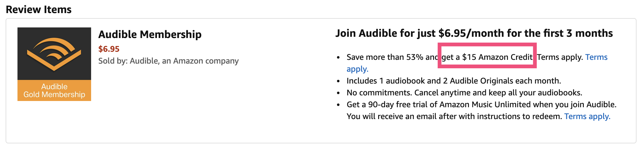 Amazon 白送 Credit,注册一个月 Audible 即可,可随时取消
