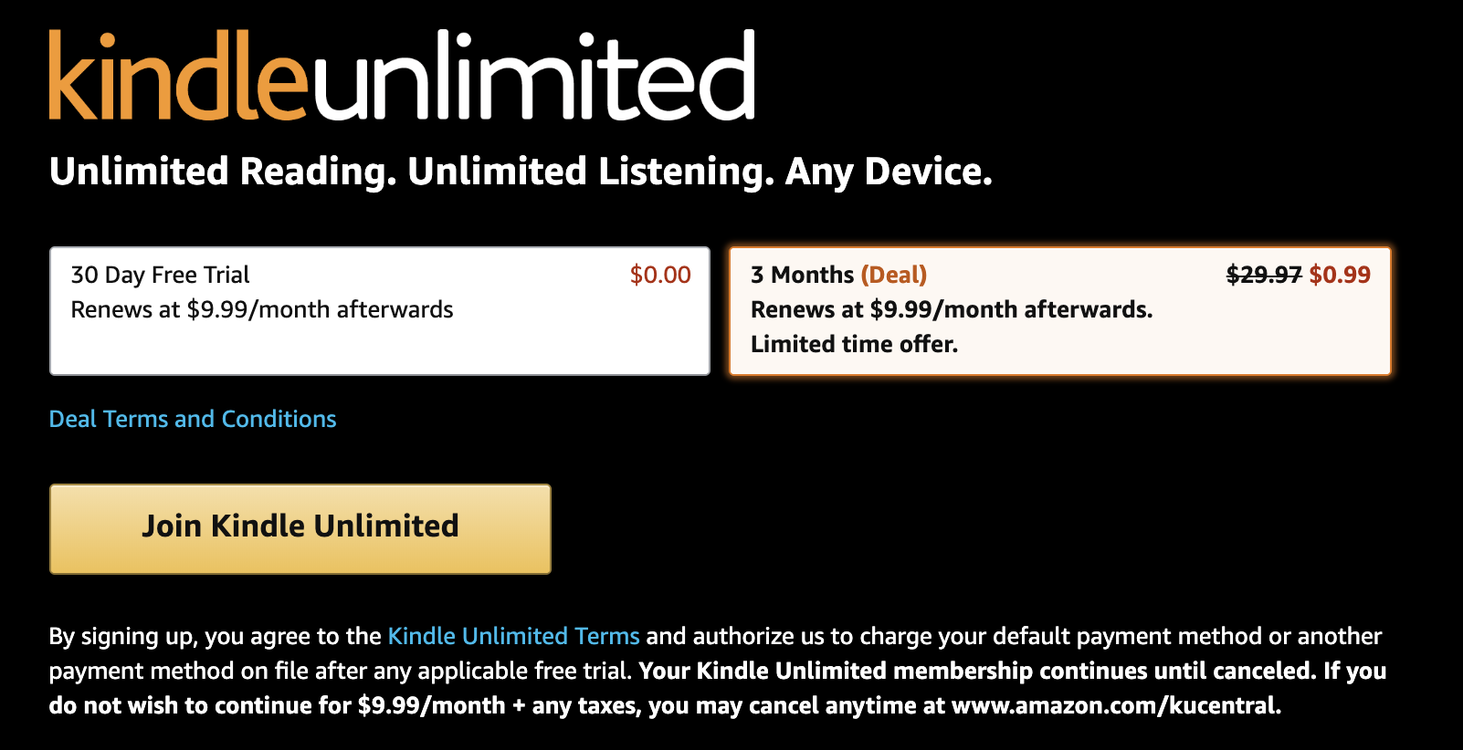 Amazon Kindle Unlimited 三个月仅需 <img decoding=