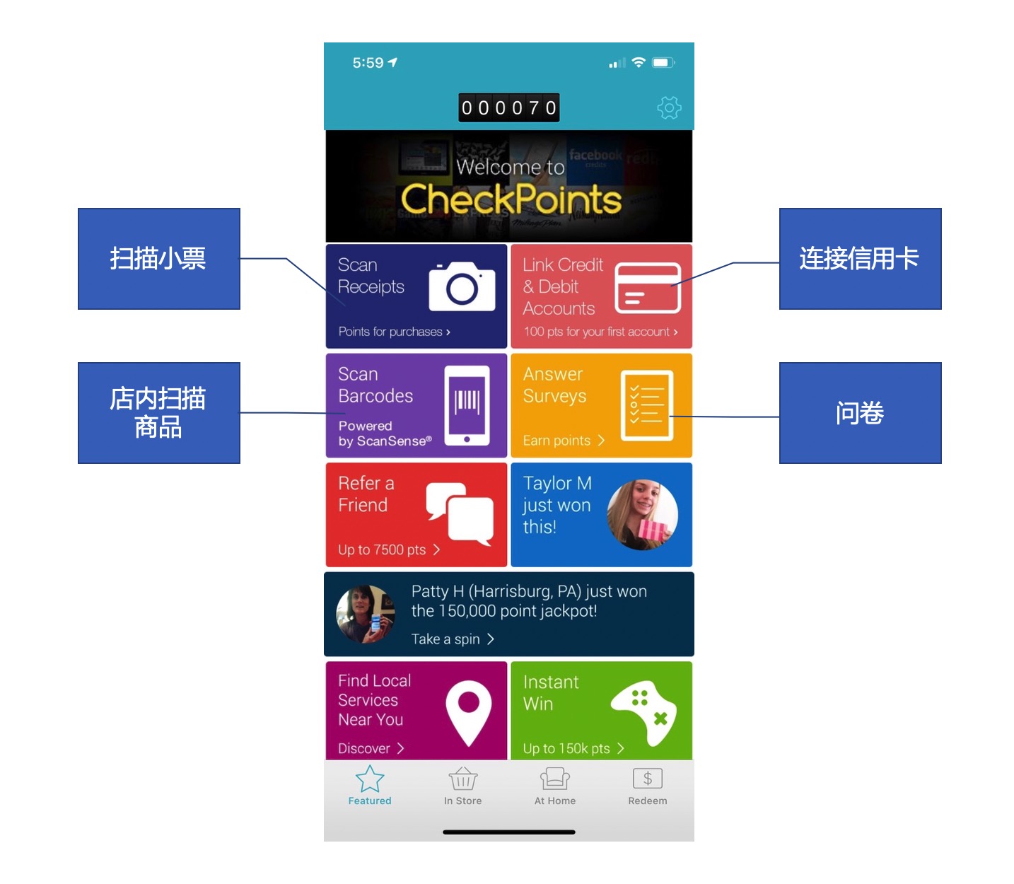 CheckPoints - 可以扫描小票、店内扫描、做问卷赚外快的应用