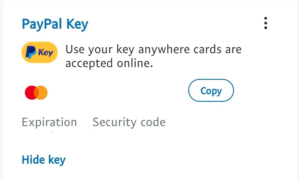 PayPal Key - 来自 PayPal 的虚拟信用卡业务介绍