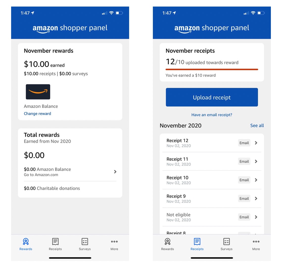 Amazon Shopper Panel 简介:扫描 10 张小票可获得 Amazon 礼卡【支持电子收据】