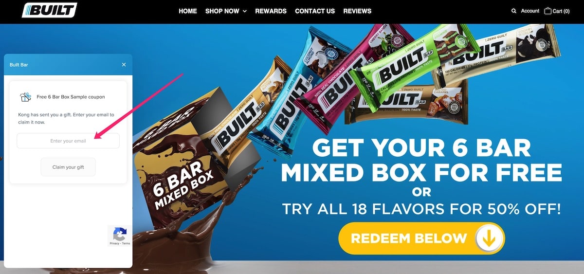 免费 6 个 Built 蛋白棒混合装（Protein Bar）+ 免邮