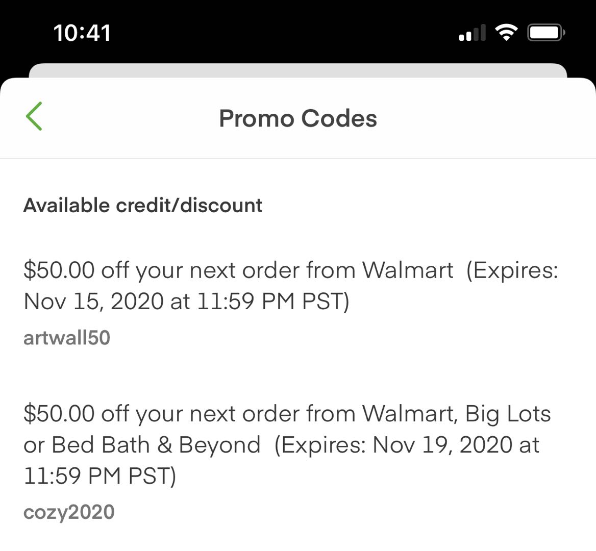 【已过期】Instacart 逆天优惠：Walmart 满 0 减 ！【优惠码 COZY2020 和 ARTWALL50】