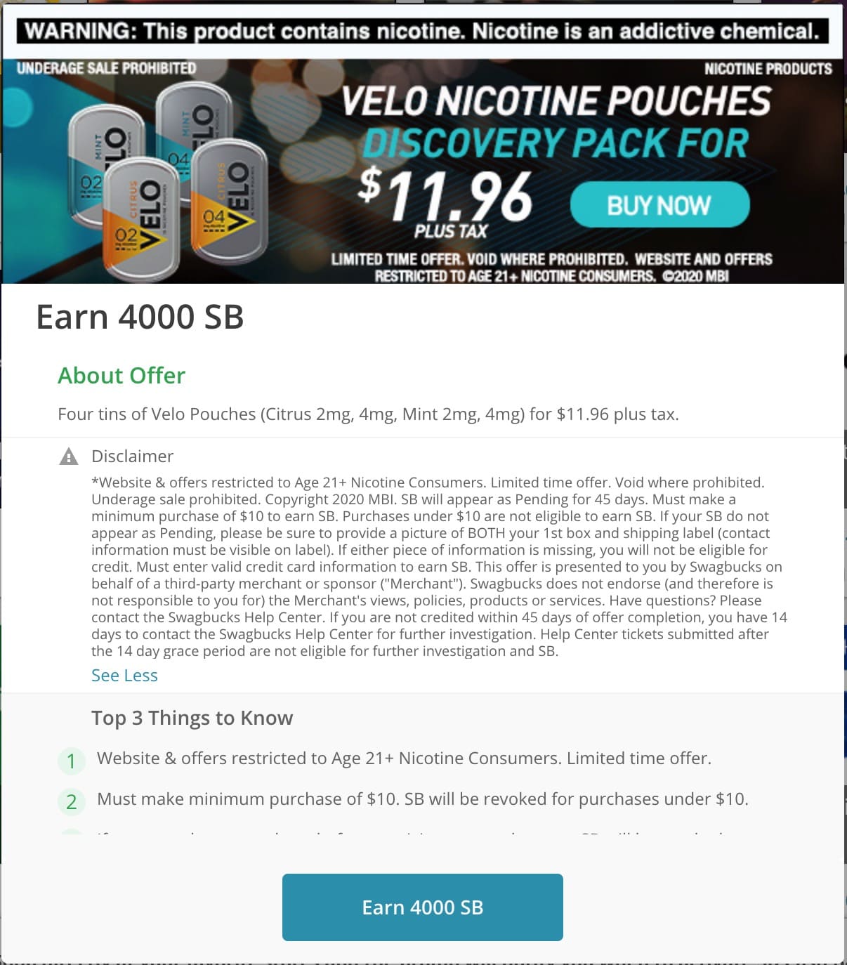 Swagbucks/MyPoints 最新倒赚：Velo 两单可倒赚最高 +【02/08 更新：部分用户又有了，可以再撸】