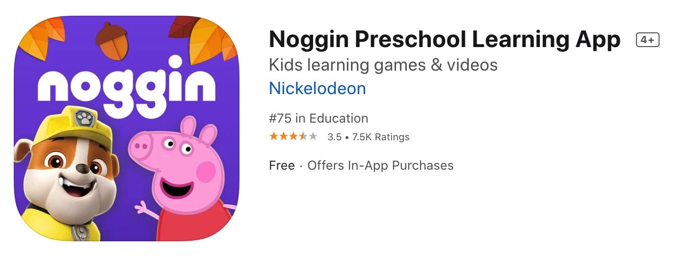 带娃神器：Noggin 学前教育应用免费 60 天【汪汪队、小猪佩奇等官方活动】