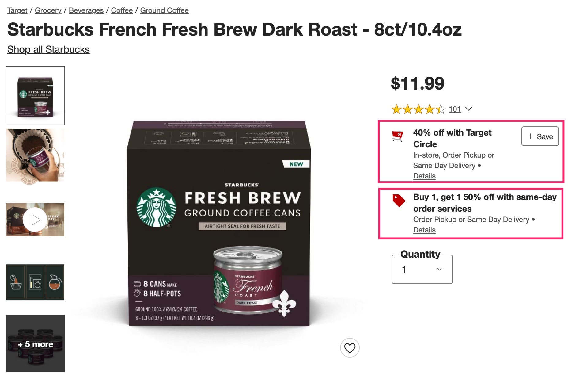 Target + Ibotta 获得免费两箱星巴克罐装咖啡粉【截止日期 12/31】