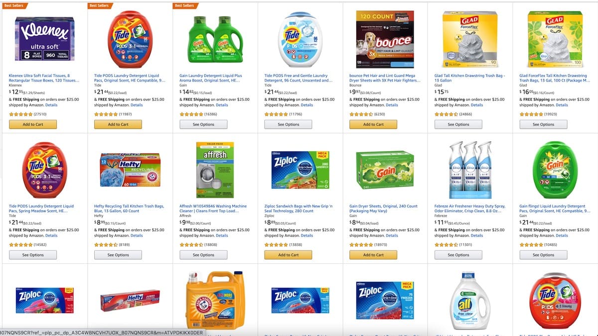 Amazon 折扣：家庭日用品满  减 【包括 Kleenex, Tide, Glad, Ziploc 等品牌】