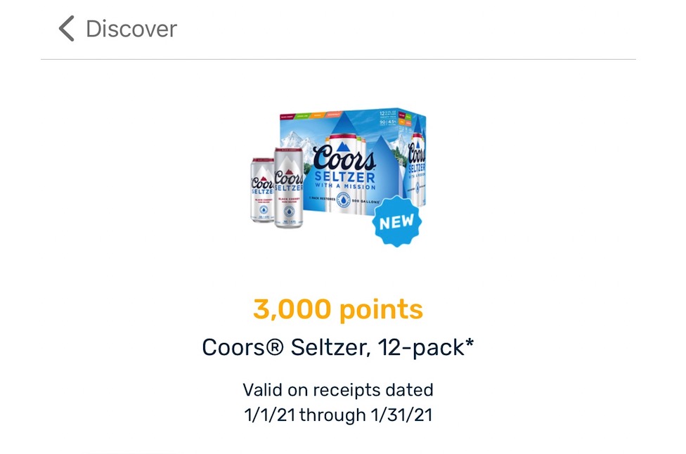免费获得 12 瓶装 Coors Seltzer 酒精气泡水饮料 + FetchRewards 再送 