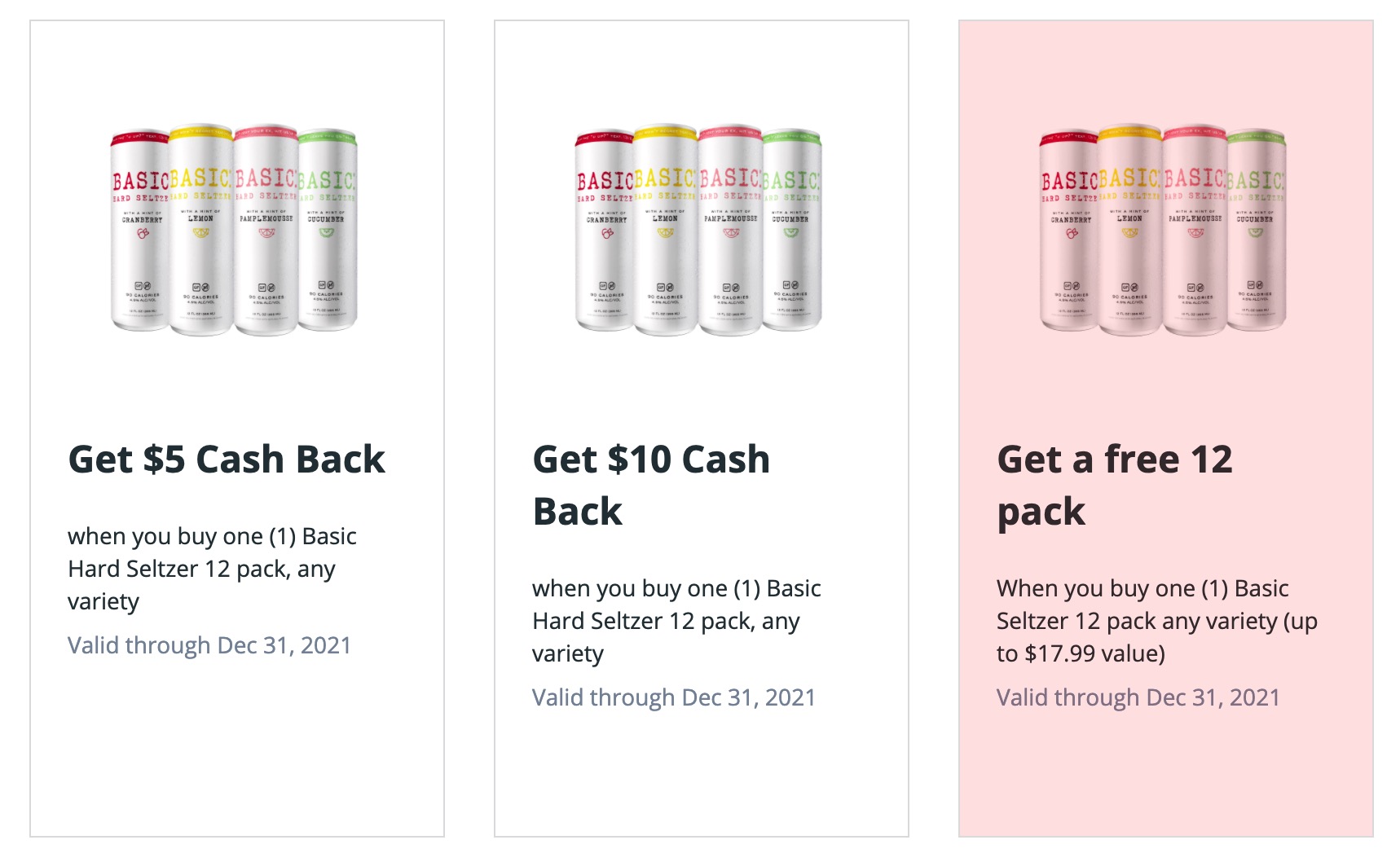 免费一箱（12 瓶）Basic Seltzer 酒精饮料，价值 .99【04/21 更新：又可以撸了，04/30 过期】