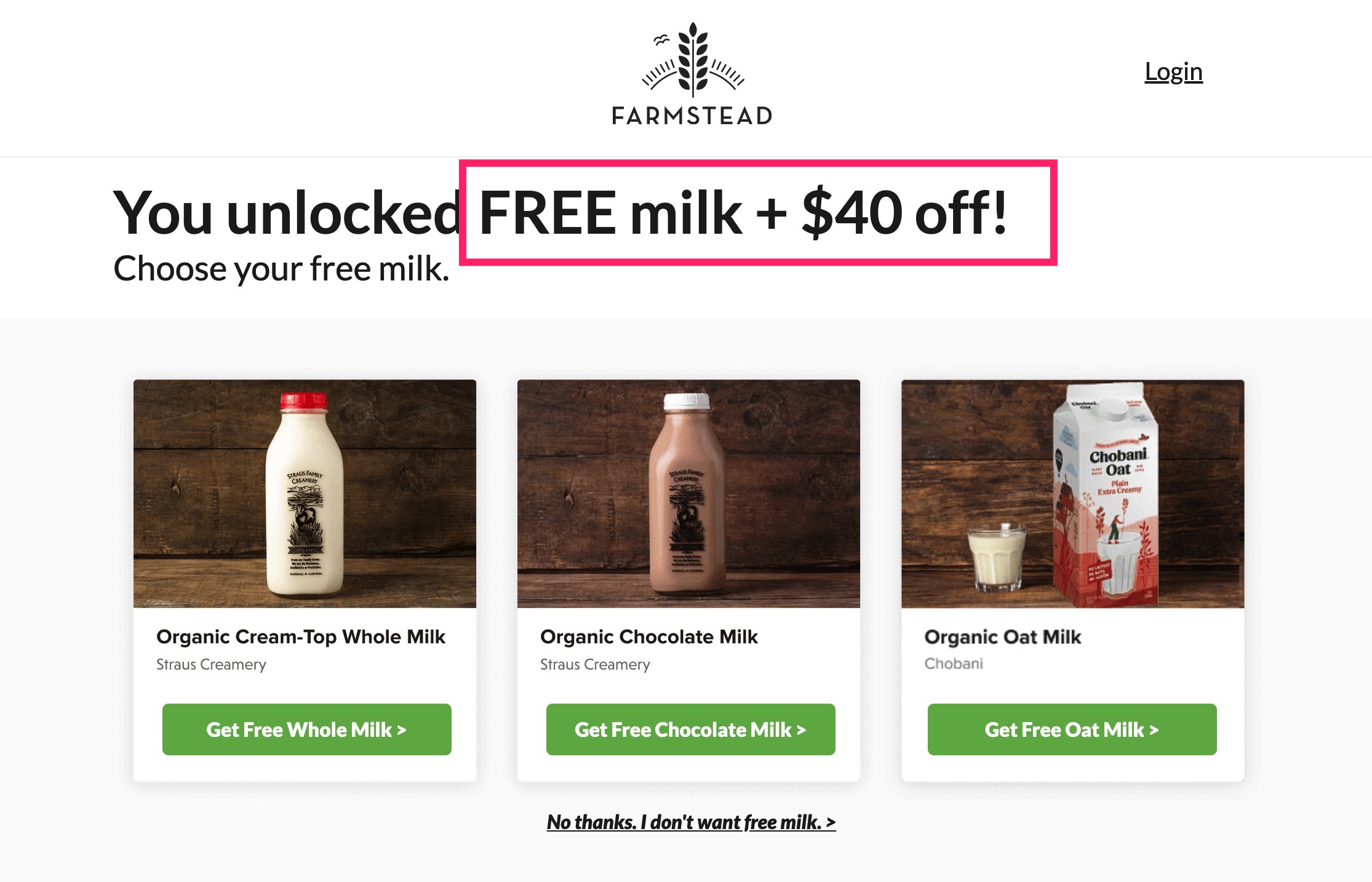 超大羊毛：生鲜配送服务 Farmstead：首单满  减 /满  减 ，第二单减 ，免费有机牛奶，每个月减 【08/09 更新】