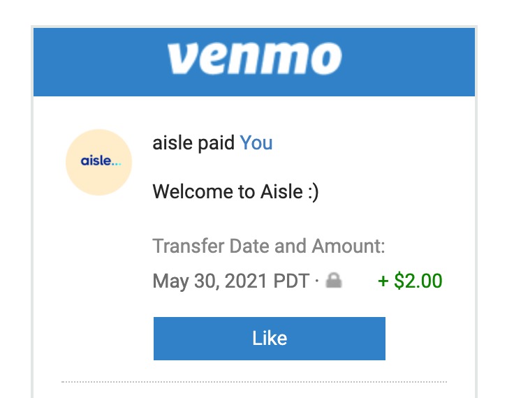 Aisle app 购物小票拍照返现，立即到账 Venmo！还有注册奖励 