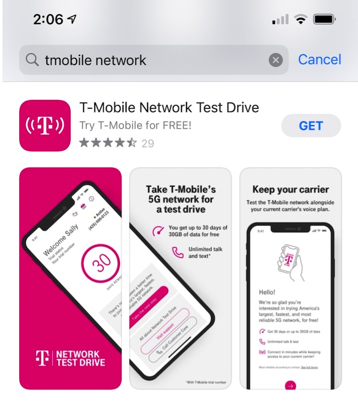 有 iPhone 即可免费试用 T-mobile 电话网络 30 天，eSim 无需换卡，包含 30GB 数据 + 无限通话短信