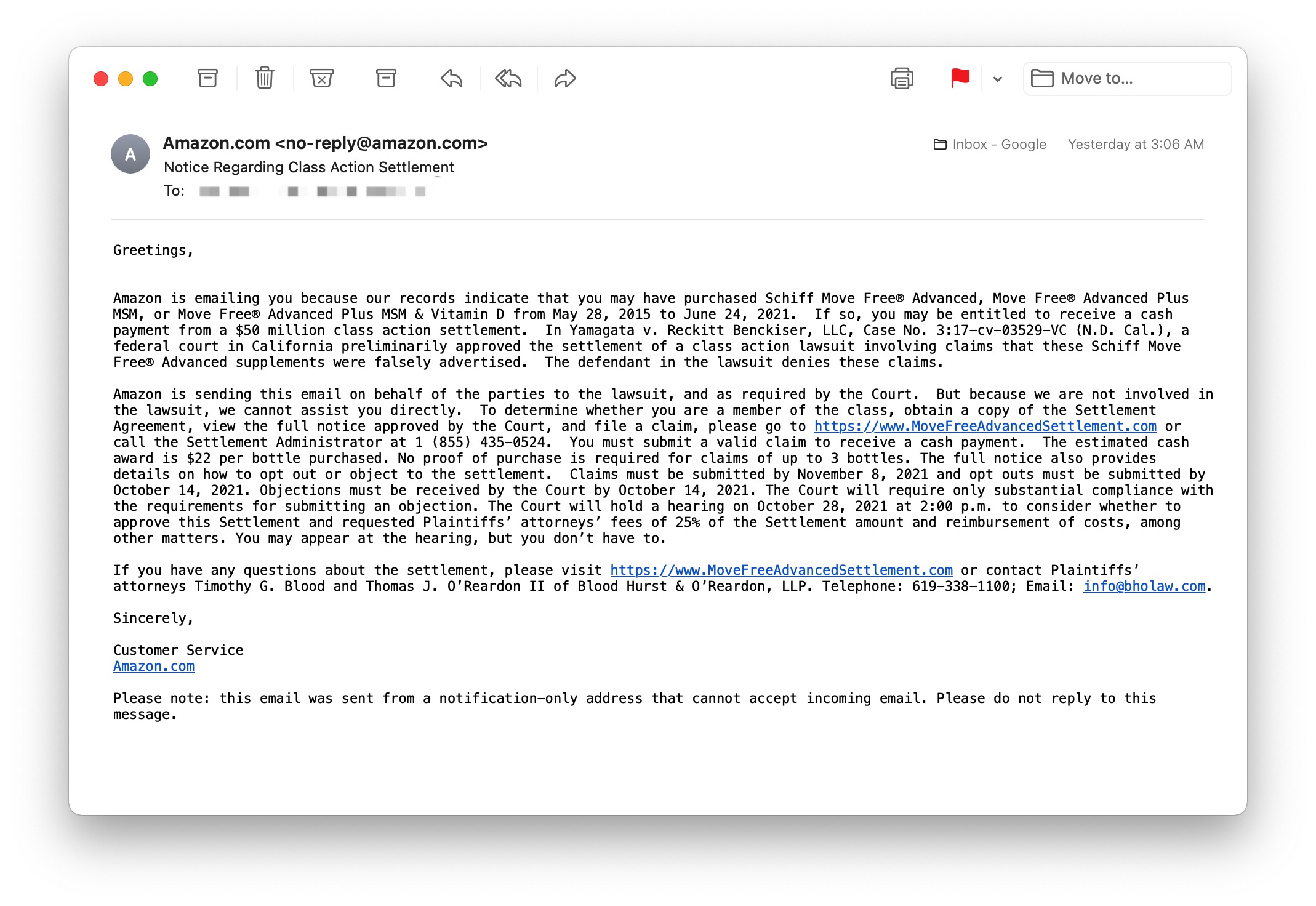 关于 Move Free(维骨力)的集体诉讼,预计每人获赔 /瓶,快来申报