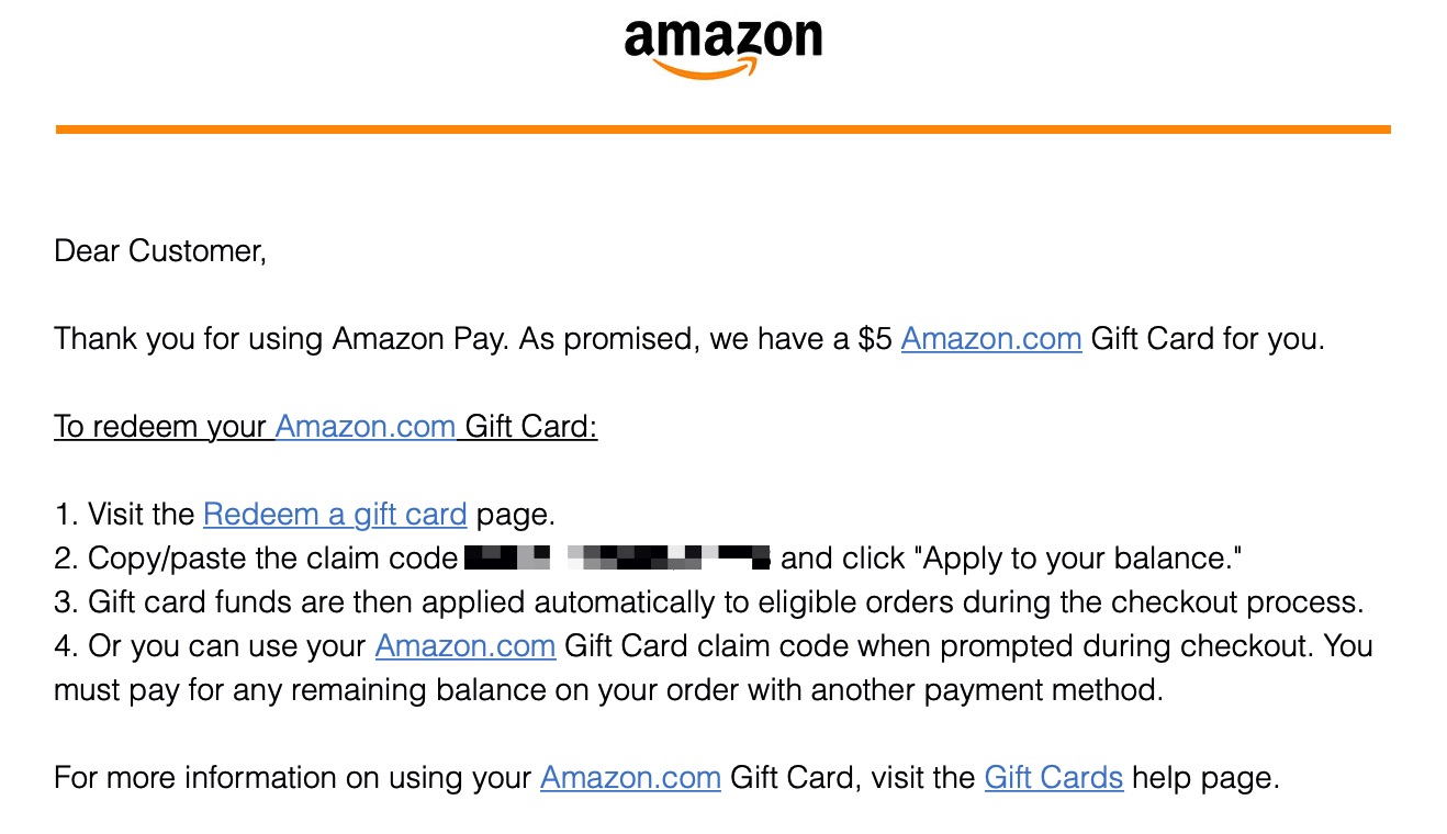 用 Amazon Pay 支付一次获赠 Amazon 礼卡【11/1 更新:又有了】