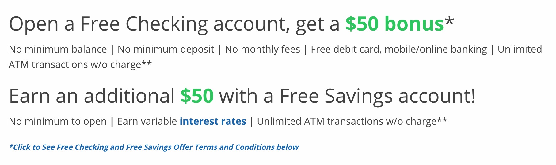 Hills Bank 开通 Checking 和 Saving 可获得 0 奖励，无 DD 和消费要求【仅限 IA 州】