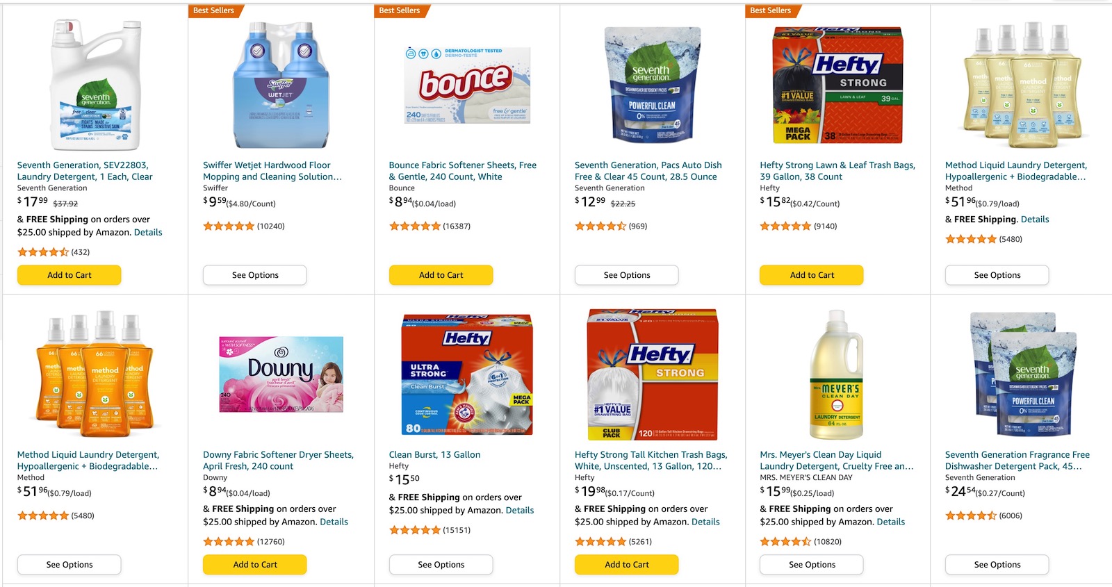 Amazon 折扣:家居用品买任意三件立减 【活动回归,包括纸巾,垃圾袋,洗衣液等】