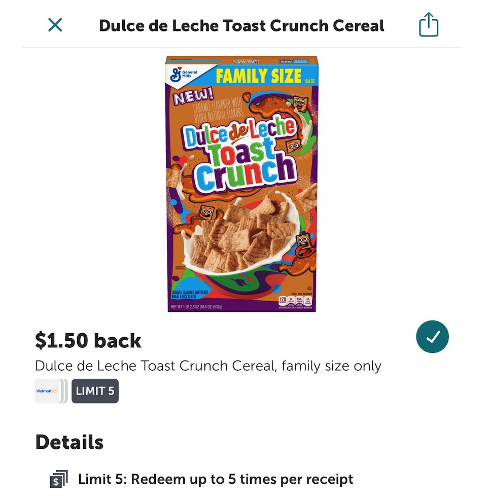 免费一盒 Cereals，最高返现 .55，可叠加 ibotta 倒赚