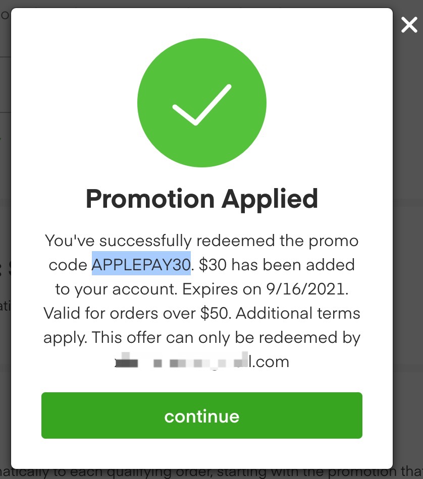 Instacart 新用户使用 Apple Pay 付款可以满 减