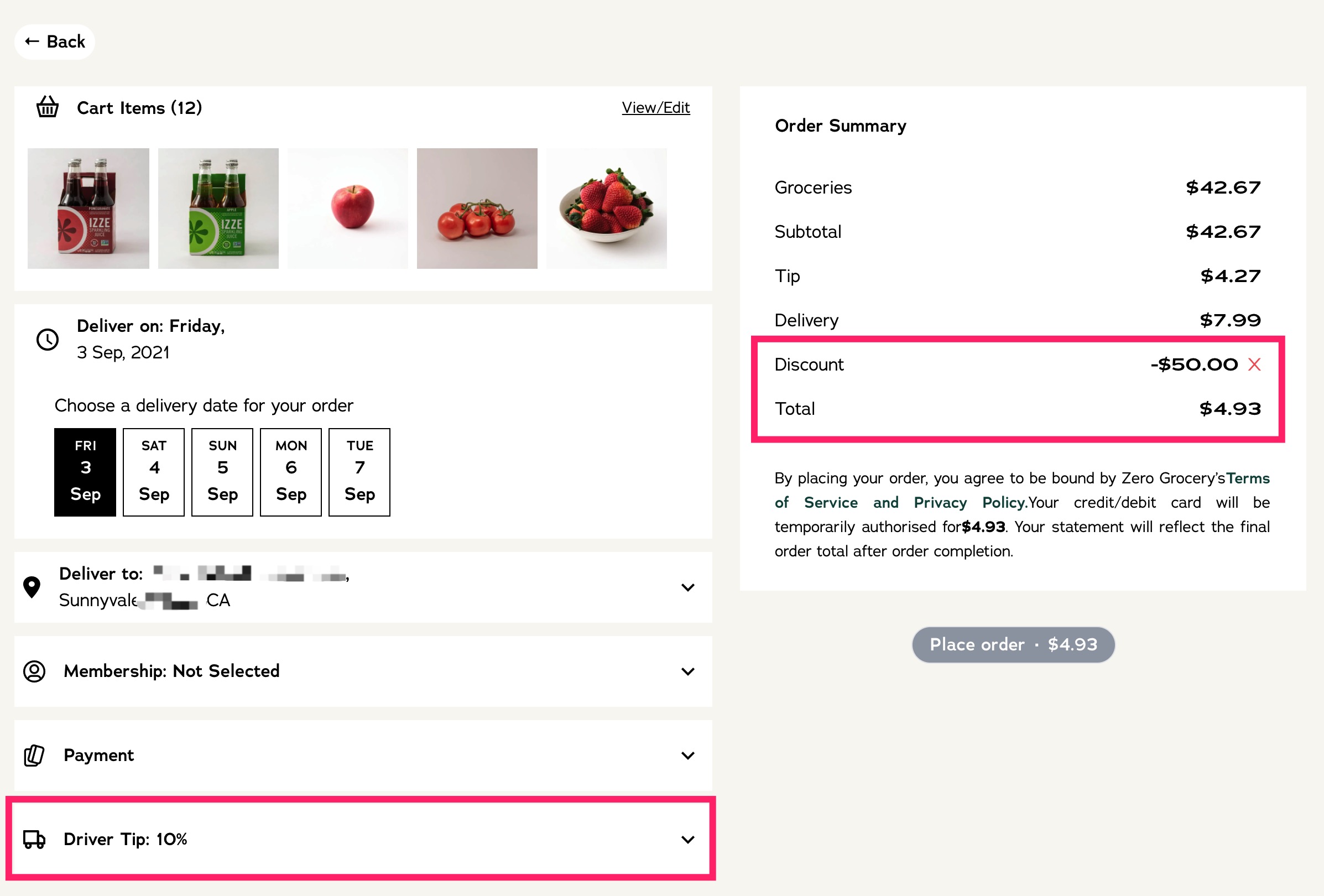 大羊毛：生鲜配送 Zero Grocery 送 ，免费买 + 的菜，任意金额可用【全网首发】