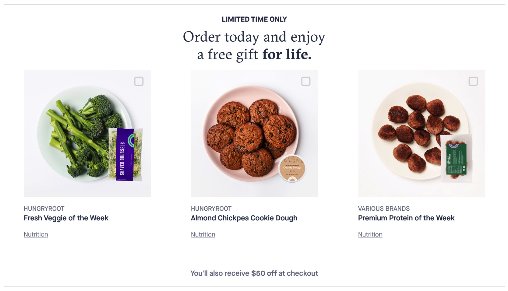 HungryRoot：购买有机生鲜或饭菜立减 ，全美可送【1/5：欢迎在羊毛群内分享自己的邀请码】