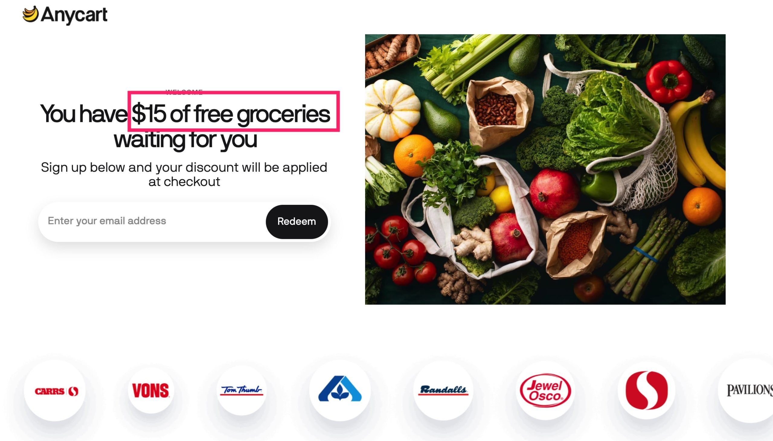 AnyCart：本地超市生鲜满  减 ，免运费、免服务费送到家【注册赠送 】