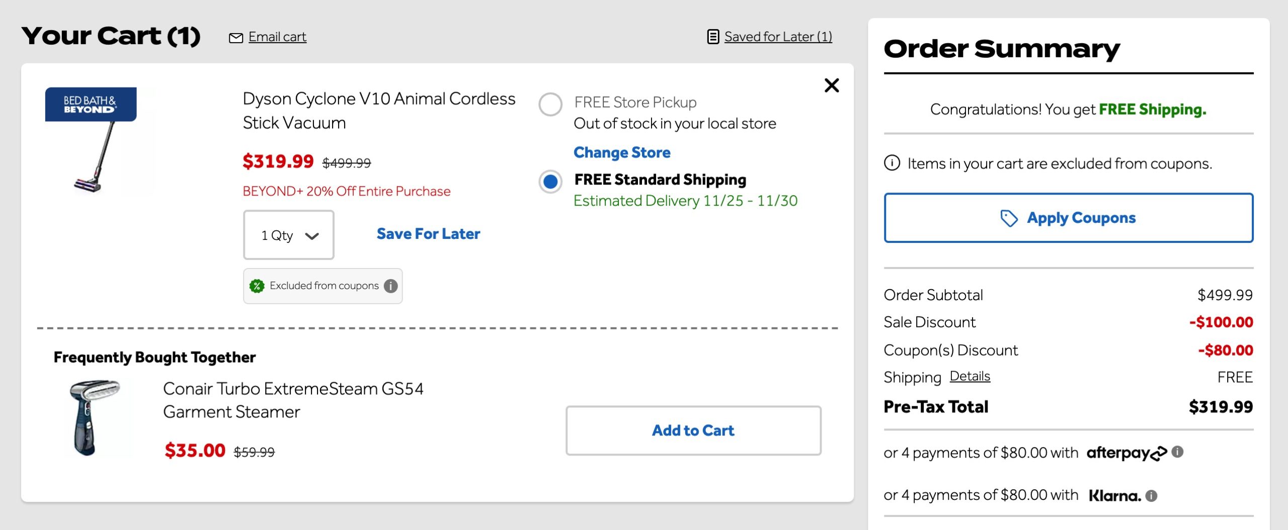 最后一天：Bed Bath & Beyond 五折买东西！【用 Klarna 支付可获得 25% off，叠加会员 20% off + TopCashback 8% 返现】