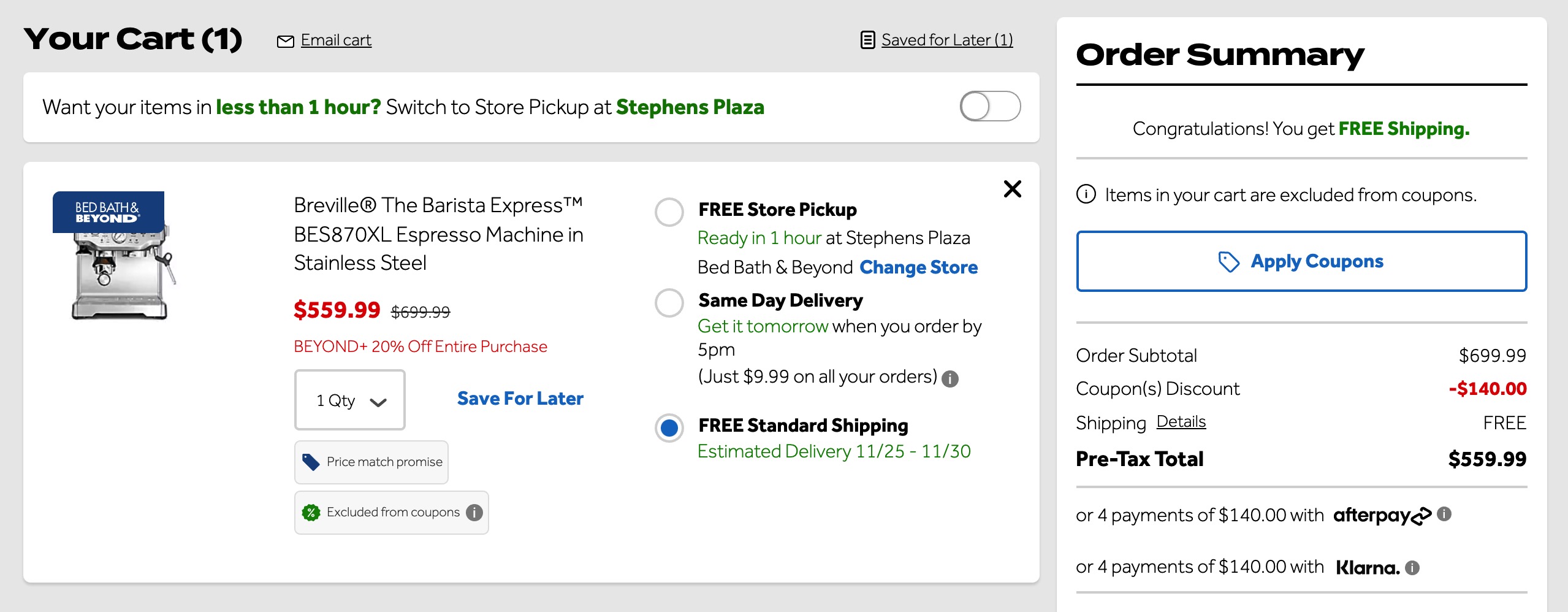 最后一天：Bed Bath & Beyond 五折买东西！【用 Klarna 支付可获得 25% off，叠加会员 20% off + TopCashback 8% 返现】