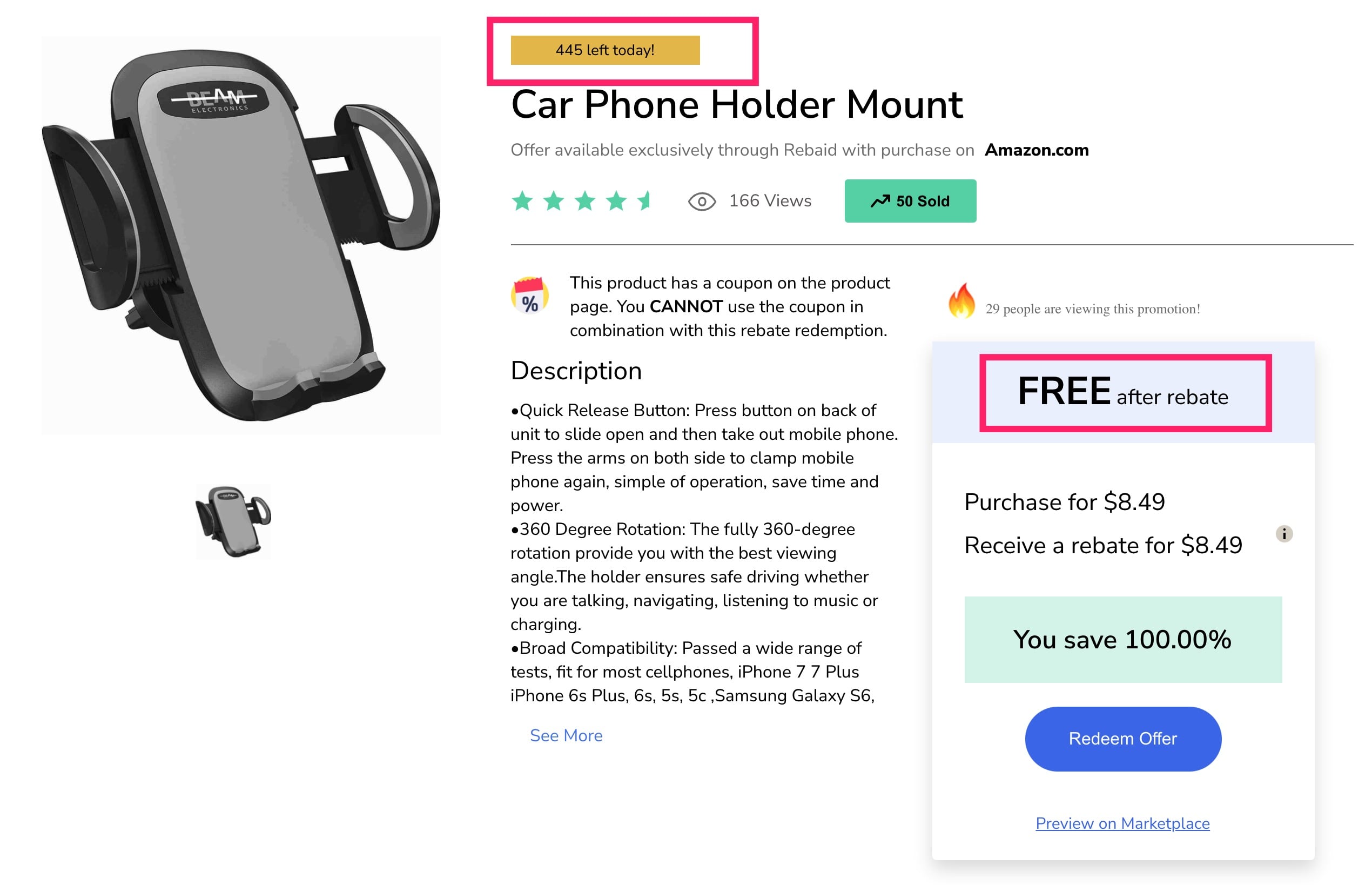Rebaid 介绍：超多免费产品 100% 返现，无需留评，支持 Amazon、Walmart 等【1/13 更新：两个免费插排不错】