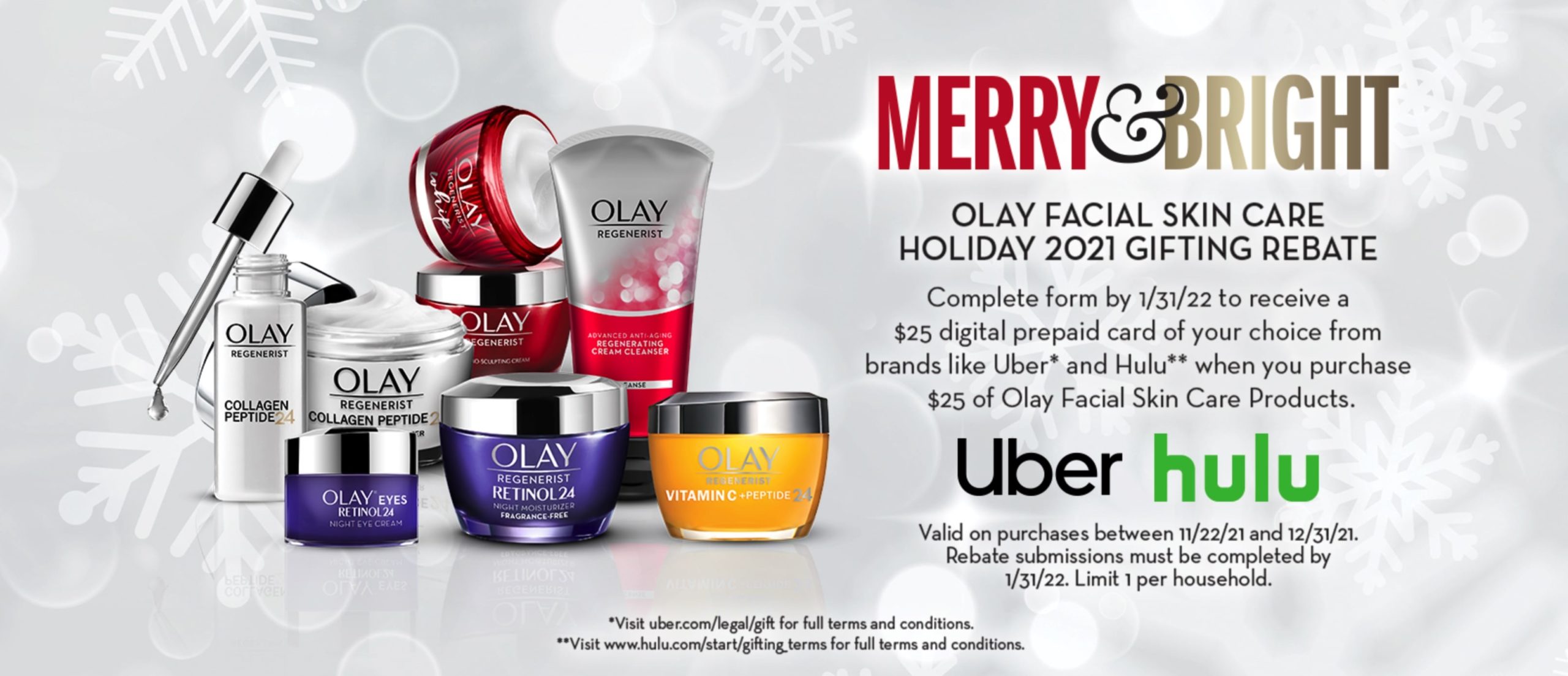 Olay 免费送：买 $25 Olay 产品送 $25 礼卡【12/19 更新：结合 Walgreens 优惠可免费，还可免费送到家】