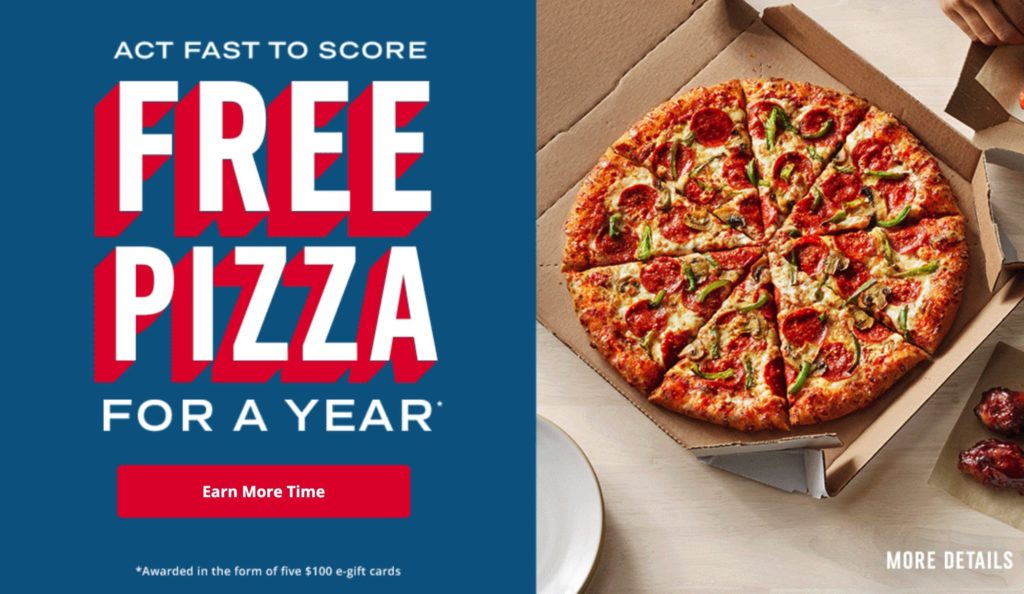 Quickly 上参与活动赢 Domino’s Pizza 礼卡【$4 - $500 不等，限前 5003 名，总金额高达 $18,650】