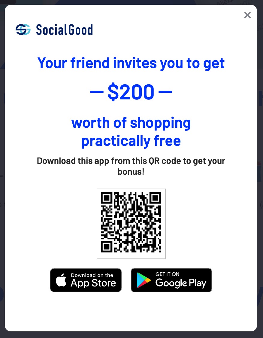 Social Good 应用介绍：购物返现加密货币【注册奖励 0，很多高返商家如 eBay/BestBuy 50%，AliExpress 100% 返现！】