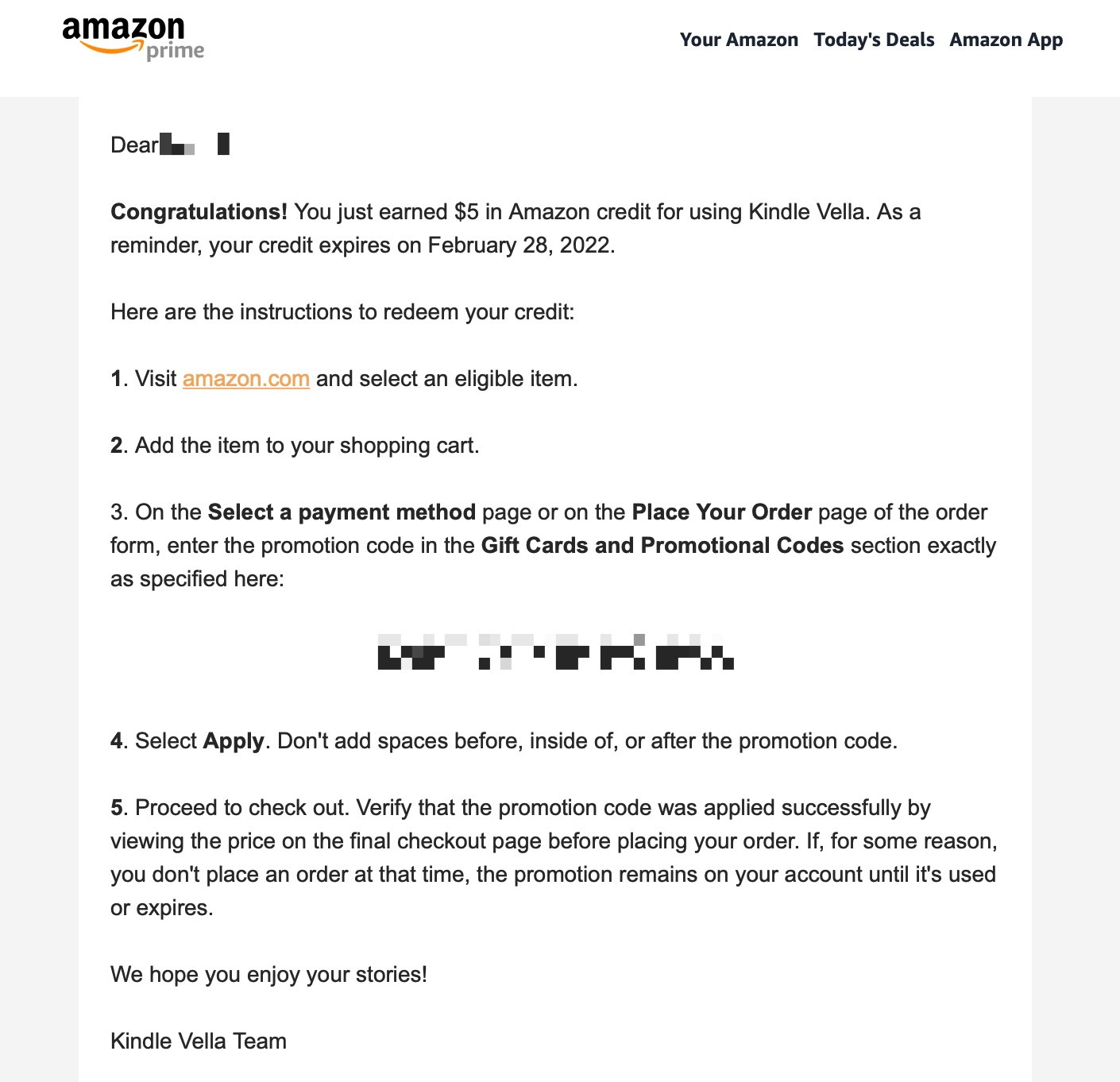 阅读任意 Amazon Kindle 连载故事获得  Amazon Credit【YMMV，已收到  邮件】