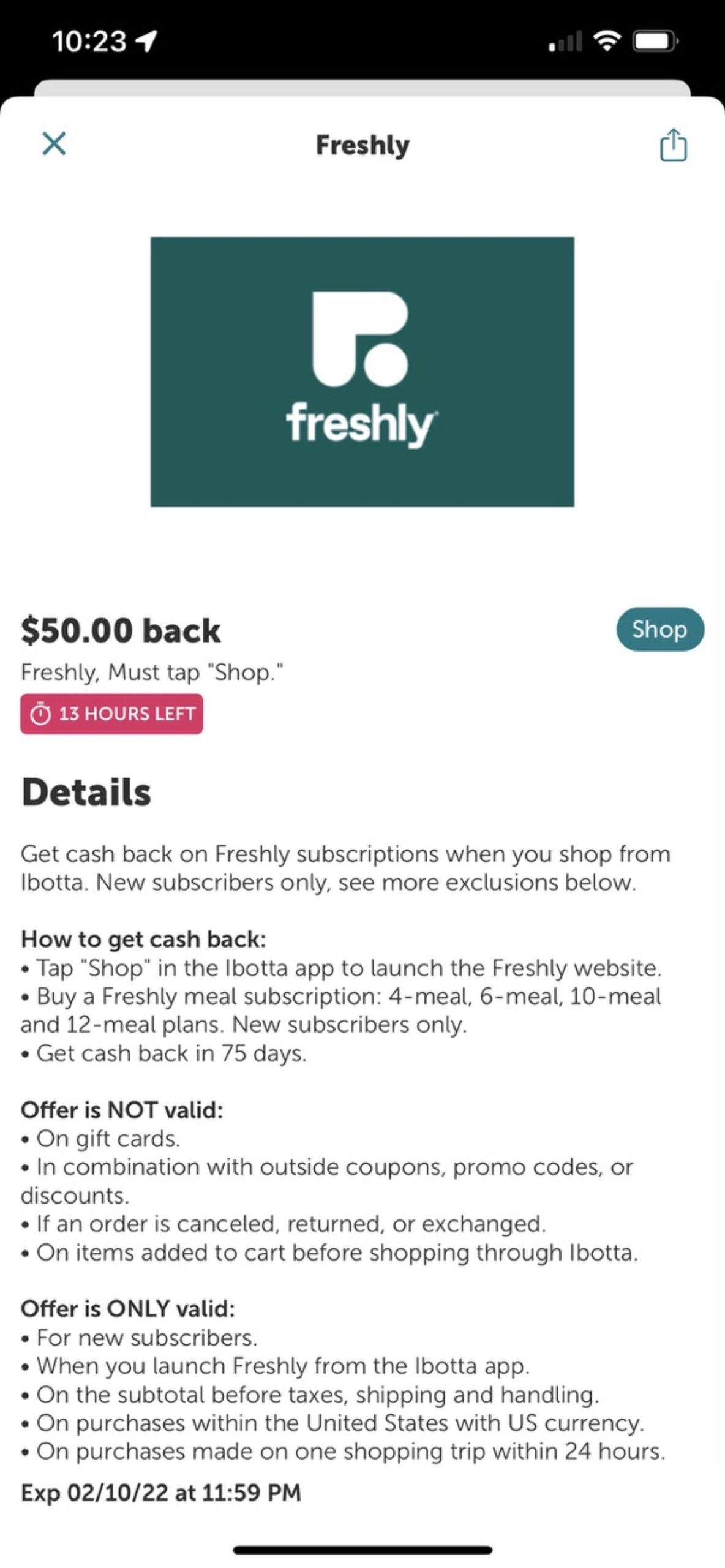 ibotta Flash Cash：Freshly 返现 【又有了，仅限 07/16 一天】