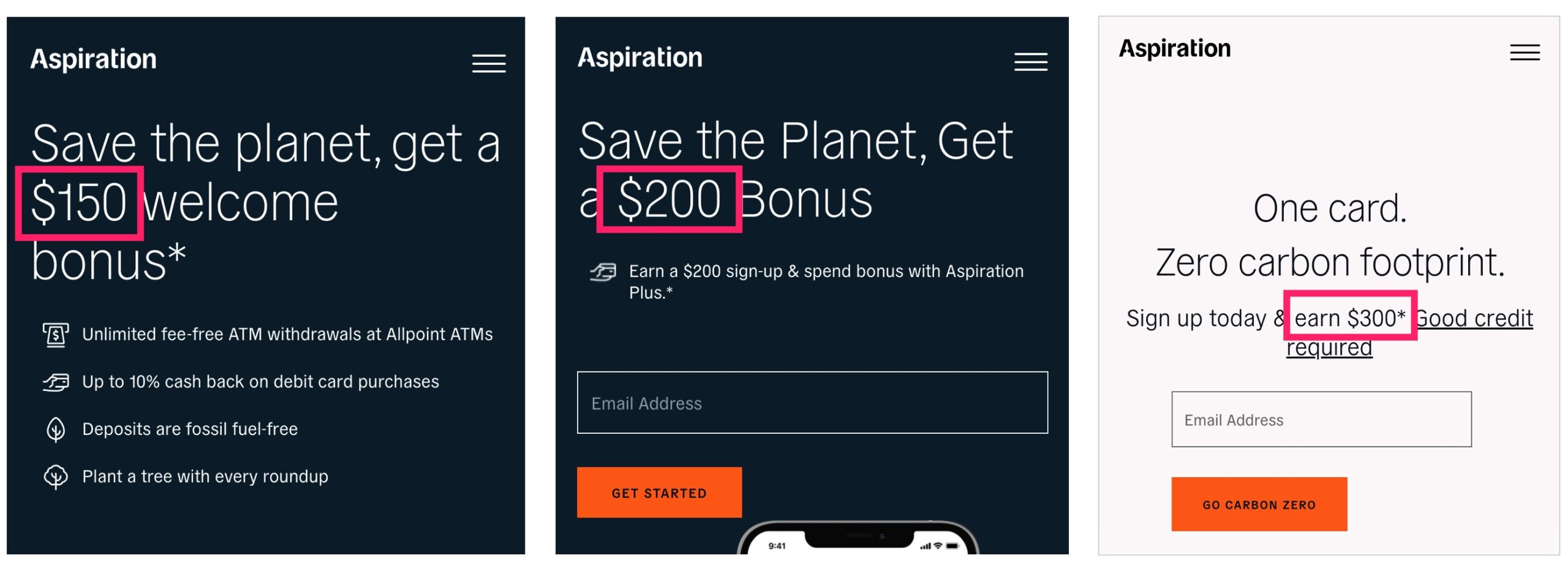Aspiration 开通 Checking 账户奖励 0/0，无需 Direct Deposit，全网最高【03/02 新增：信用卡 0 开卡奖励】