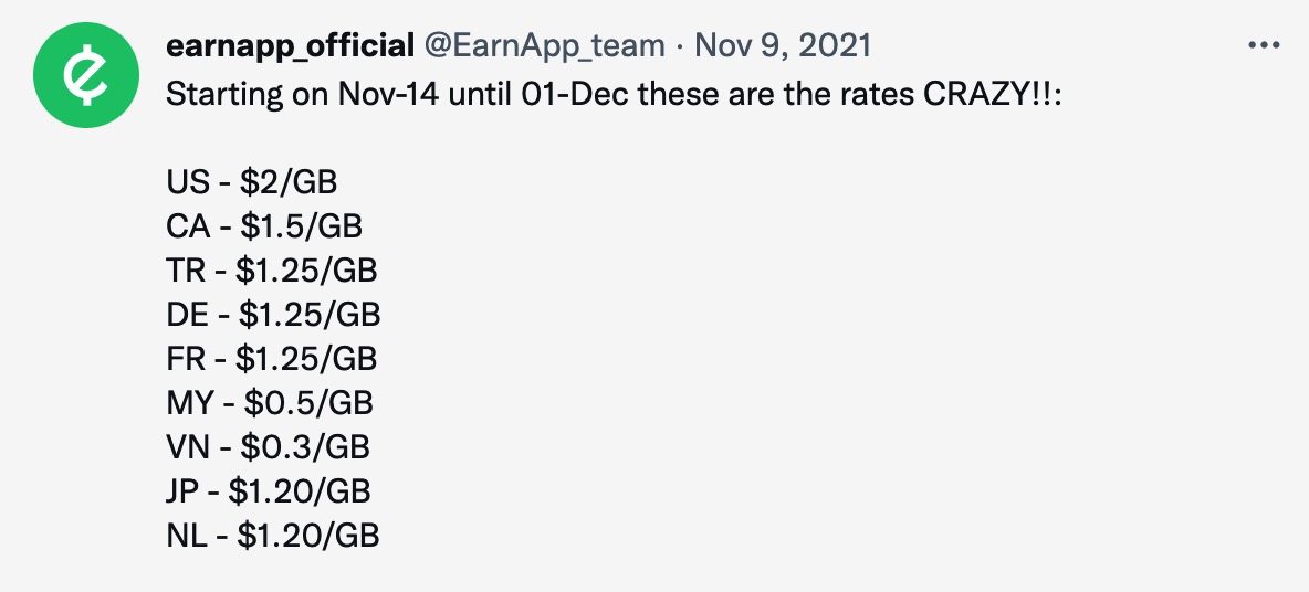 EarnApp 简介:利用闲置网络赚钱,多种设备可用,可提现 PayPal,附付款证明【07/14 更新:Mac 用户奖金翻倍!】