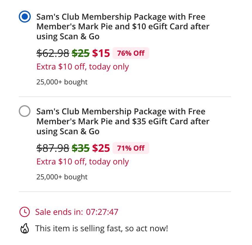 仅限今天：免费 Sam's Club 会员 + 倒赚  + 免费苹果派