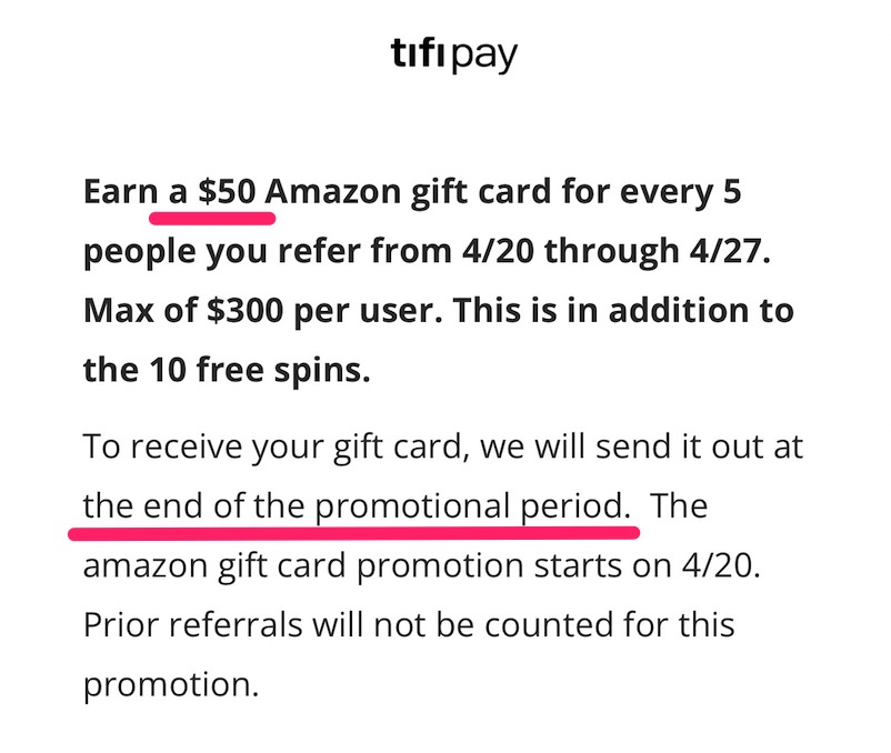 TifiPay 限时活动：邀请一个好友得 【最后两天，05/27 结束】