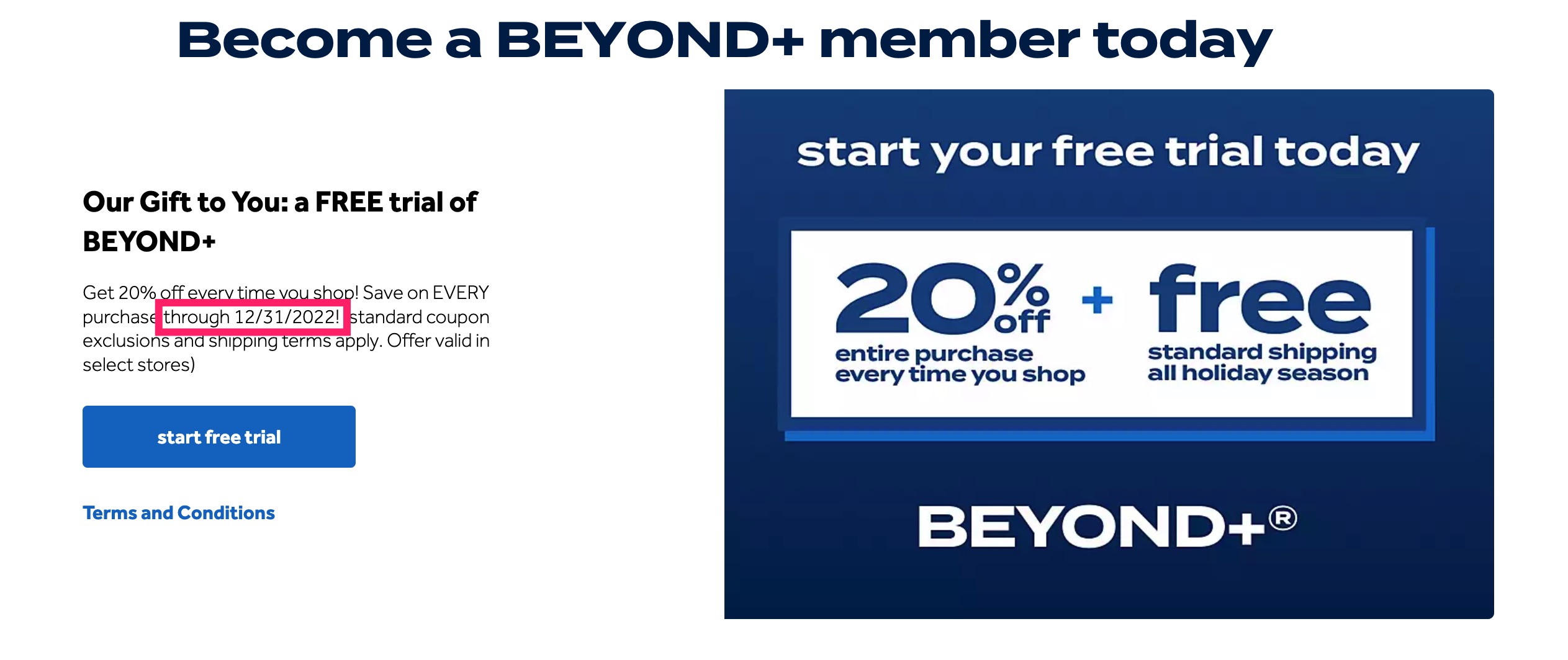 Bed Bath & Beyond 获取免费 Beyond+ 会员，有效期直到 2022 年底，所有商品 20% off！