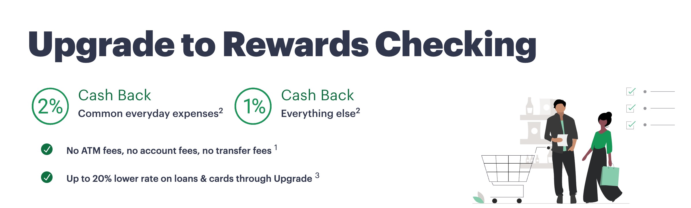 Upgrade Rewards Checking 账户介绍：完全免费高返现账户，所有消费 1%-2% 返现【2/1 更新：注册奖励 0】