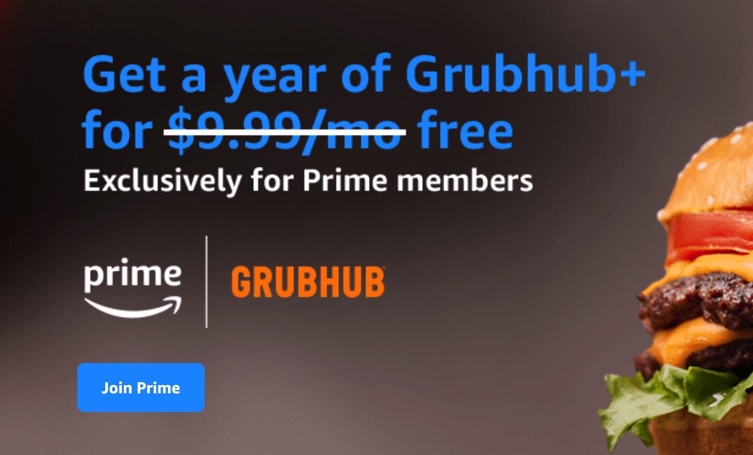 Amazon Prime 会员可获得免费 Grubhub+ 会员【6/25 更新：消费 $25+ 获得 $10 Amazon 礼卡】