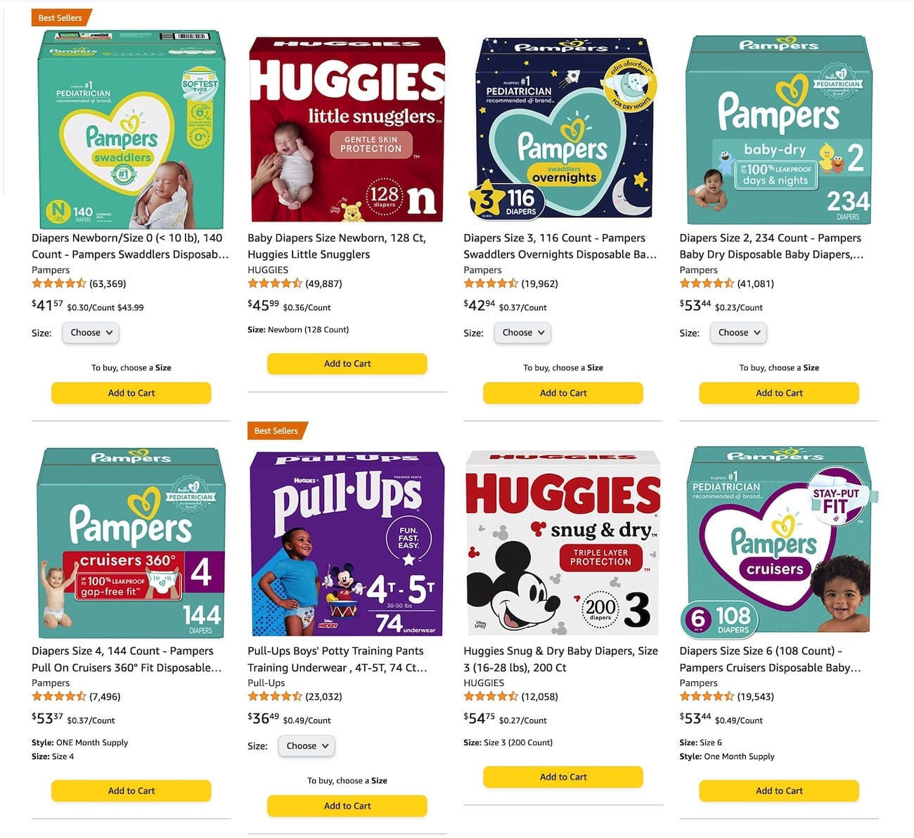 囤货：Amazon 上 Pampers/Huggies 尿不湿超低价：买 2 减 【07/21 更新：又有了】