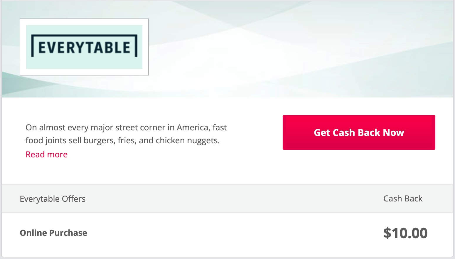 首发大羊毛：EveryTable 免费  饭食，叠加 TCB 返现  后可倒赚