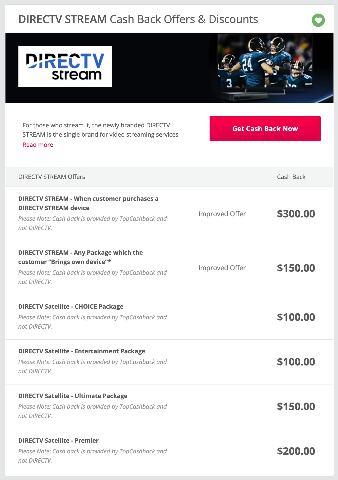 TopCashback 购买一个月 DirecTV Stream 返 0，可倒赚约 0【11/29 更新：又有了】