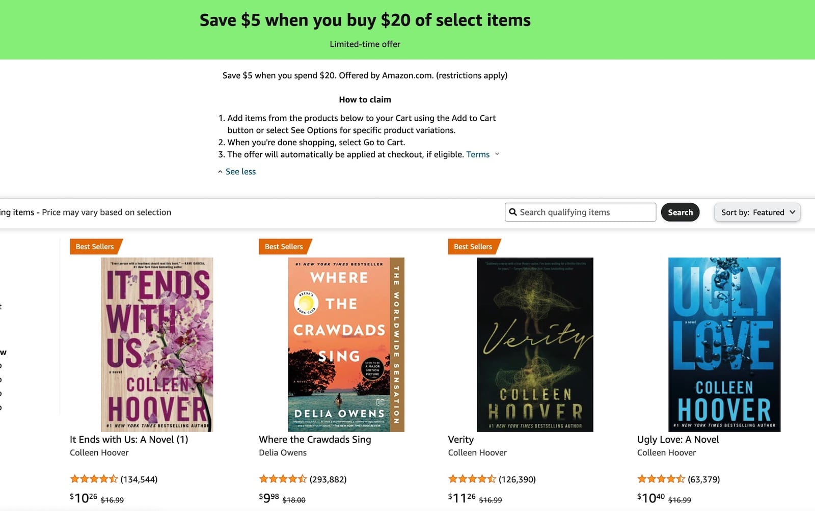 Amazon 众多图书满  减 