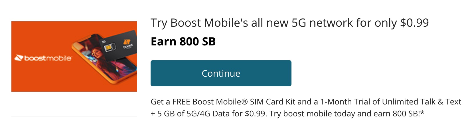 免费 Boost Mobile SIM Card Kit + 一个月服务 + 倒赚 【11/08 更新：提高到返 】