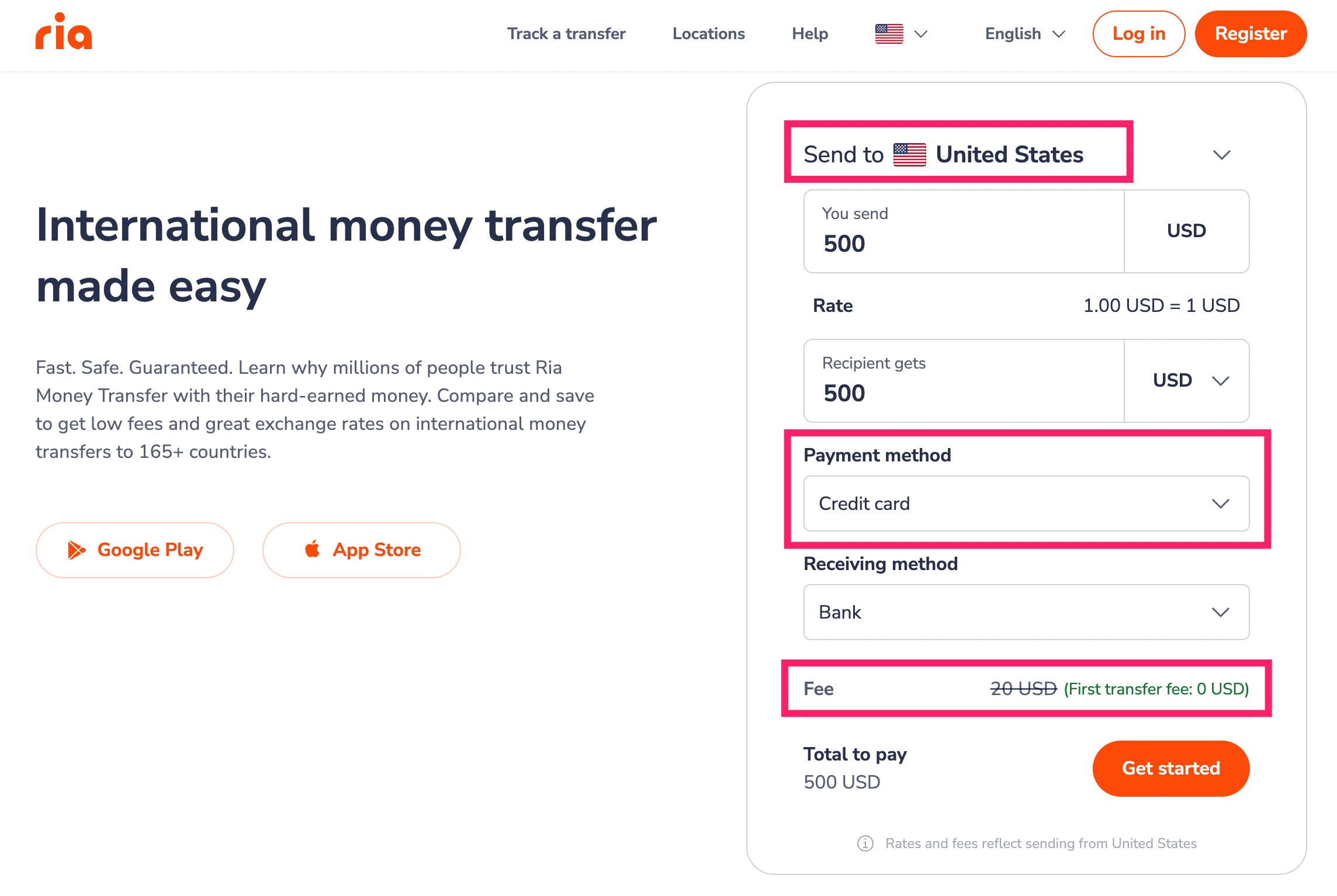 Ria 国际汇款转账服务介绍：可美国境内互转，首单免手续费，支持信用卡支付